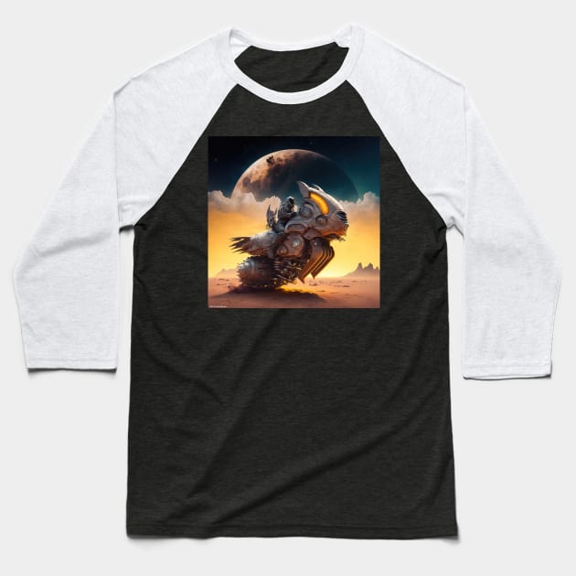 Moon Rabbit Patrol Bike Baseball T-Shirt by Century21Mouse